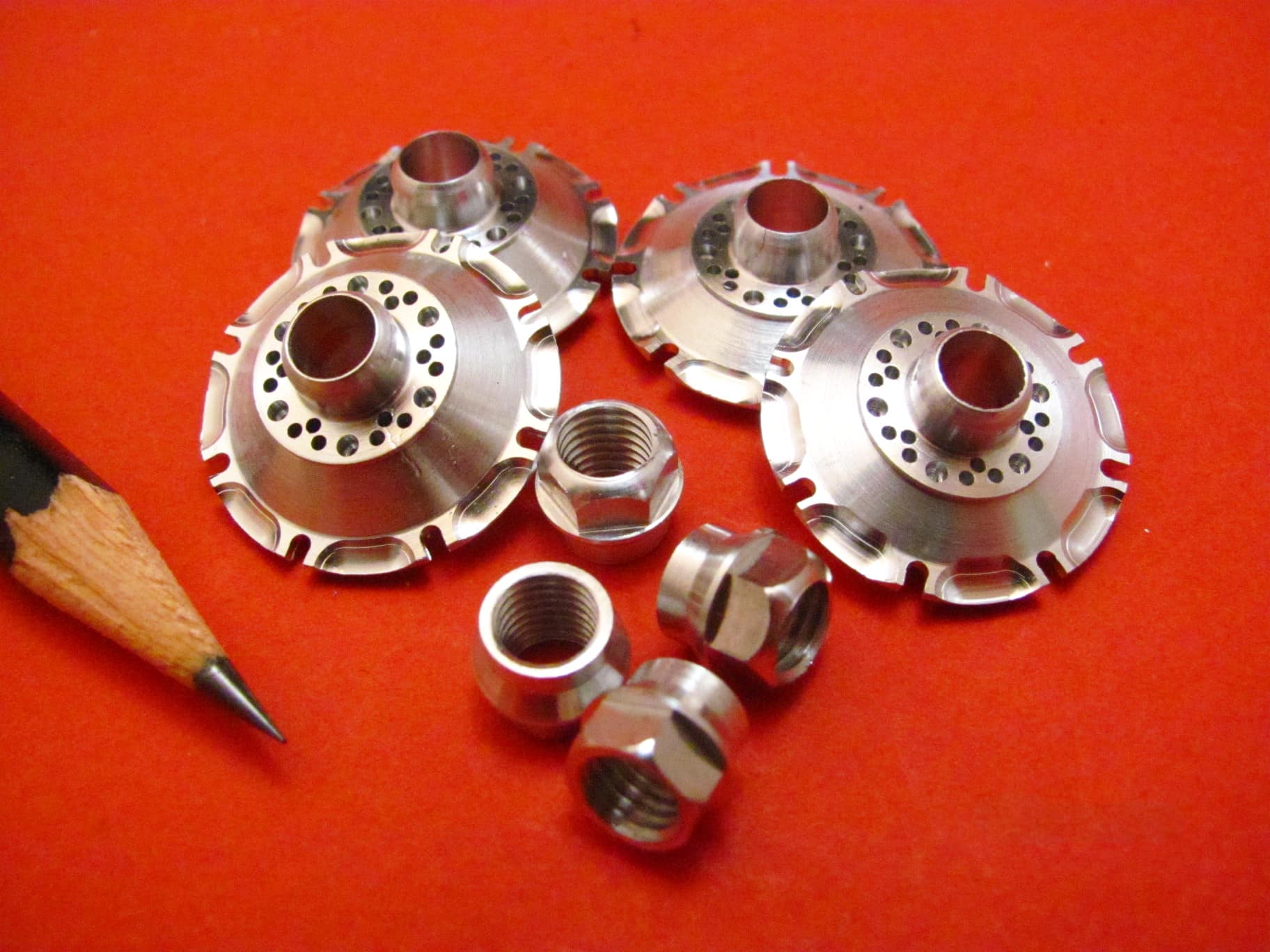 Rosso Ferrari 643 1/8 Scale Model Brake Hats and Hardware